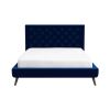 Dillon Blue Velvet Platform Bed (Queen Size)