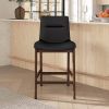 Jayden Mid-Century Modern 24" Black PU Leather Stool (Set of 2)