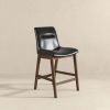 Jayden Mid-Century Modern 24" Black PU Leather Stool (Set of 2)