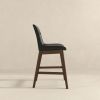 Jayden Mid-Century Modern 24" Black PU Leather Stool (Set of 2)
