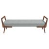 Cora Mid Century Modern Grey Fabric Bench