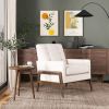 Cole  Solid Wood Beige Velvet Lounge Chair