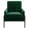 Cole  Solid Wood Green Velvet Lounge Chair