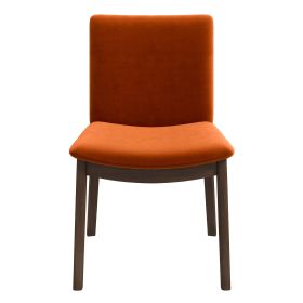 Laura  Burnt Orange Velvet Solid Wood Dining Chair (Set Of 2)