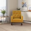 Demetrius Mid-Century Modern Dark Yellow Velvet  Solid Wood Rocking Chair