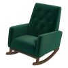 Demetrius Green Velvet Solid Wood Rocking Chair