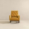 Demetrius Mid-Century Modern Dark Yellow Velvet  Solid Wood Rocking Chair