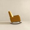 Demetrius Mid-Century Modern Dark Yellow Velvet  Solid Wood Rocking Chair