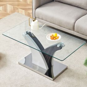 Rectangular Coffee Table.Tempered glass countertop, and artistic MDF legs,perfect for hosting dinners, conferences, home, and office decorations.WHITE