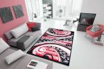 Jersey Area Rugs, Carpets For Livingroom, 7x10 Area Rugs ,1843 Black-Red