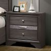 Contemporary 1pc Nightstand Gray Finish Silver Accents Hidden Jewelry Drawer Nickel Round Knob Bedside Table Bedroom Furniture