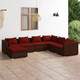 7 Piece Poly Rattan Patio Lounge Set with Cushions