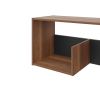 Walnut Black Coffee Table with Open Storage