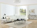 Modern Rectangular Coffee Accent Table with Black Tempered Glass Top and Stainless Steel Frame for Living Room Bedroom - Polished Chrome