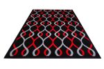 Jersey Area Rugs, Carpets For Livingroom, 7x10 Area Rugs ,3986 Black-Red