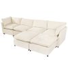 U_Style Modern Large U-Shape Sectional Sofa, 2 Large Chaise with Removable Ottomans, Convertible L-Shape Sectional Sofa with Stylish Piping Design,for