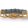 6 Piece Solid Acacia Wood Patio Lounge Set with Cushions