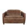 Brancaster Retro Brown Top Grain Leather& Aluminum Living Room Set