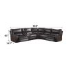 Saul Espresso Faux Leather Power Recliner Sectional Sofa w/ USB Port & Cupholder Console