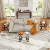 3 Piece Tempered Glass Surface Coffee Table Set, Decor Coffee Table Round End Side Table with Sturdy Construction for Living Room (Rustic Black)