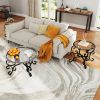 3 Piece Tempered Glass Surface Coffee Table Set, Decor Coffee Table Round End Side Table with Sturdy Construction for Living Room (Rustic Black)