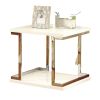Contemporary Style White 1pc End Table Bottom Shelf High Gloss Lacquer Coating Chrome Frame Accents Living Room Furniture