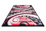 Jersey Area Rugs, Carpets For Livingroom, 7x10 Area Rugs ,1843 Black-Red