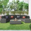 8-pieces Outdoor Wicker Round Sofa Set, Half-Moon Sectional