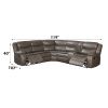 Tavin Taupe Faux Leather Manual Recliner Sectional Sofa w/ Cupholder Console