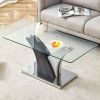 Rectangular Coffee Table.Tempered glass countertop, and artistic MDF legs,perfect for hosting dinners, conferences, home, and office decorations.WHITE