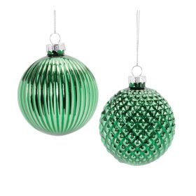 Ball Ornament (Set of 12) 4"D Glass (Option: GlassGreen)