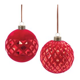 Ball Ornament (Set of 12) 4"D Glass (Option: GlassRed)