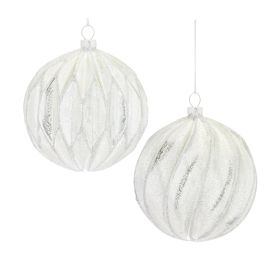 Ball Ornament (Set of 6) 4"D Glass (Option: GlassSilver)