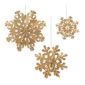 Snowflake Ornament (Set of 6) 7.75"H, 11.75"H, 15.75"H Paper (Option: PaperBrown)