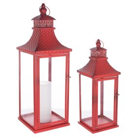 Lantern (Set of 2) 20"H, 27.5"H Metal (Option: MetalRed)