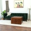 Mallory Mid-Century Square Genuine Leather Upholstered Ottoman in Tan
