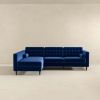 Christian Mid-Century Modern Blue Velvet Sectional Sofa