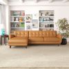 Allison Tan Leather Sectional Sofa Chaise
