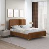 Valery Queen // King Size Cognac Velvet Platform Bed