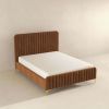 Valery Queen // King Size Cognac Velvet Platform Bed