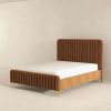 Valery Queen // King Size Cognac Velvet Platform Bed