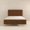Valery Queen // King Size Cognac Velvet Platform Bed