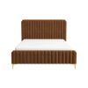 Valery Queen // King Size Cognac Velvet Platform Bed
