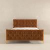 Bailey  Mid Century Modern Queen// King Cognac Velvet Upholstered Platform Bed
