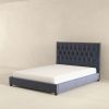 Donald Mid Century Modern Grey Velvet Platform Bed