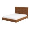 Donald Mid Century Modern Cognac  Velvet Platform Bed