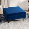 Amber Mid-Century Modern Square Upholstered Ottoman