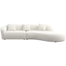 Elijah Japandi Style Curvy Sectional Sofa (Width: 126", Upholstery: Ivory Boucle)