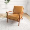 Connor Solid Wood Genuine Leather Lounge Chair