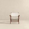 Melody Black Strap Leather Teak Wood Lounge Chair